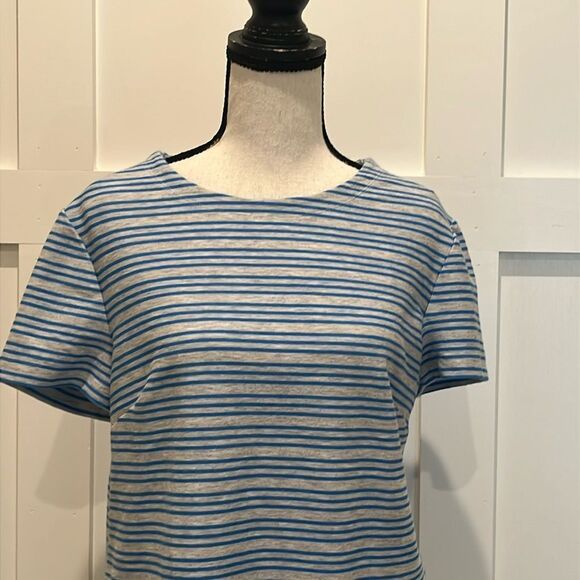 Banana Republic Factory Gray/Blue Striped SS Top -FREE w/Bundle Purchase - Picture 2 of 6